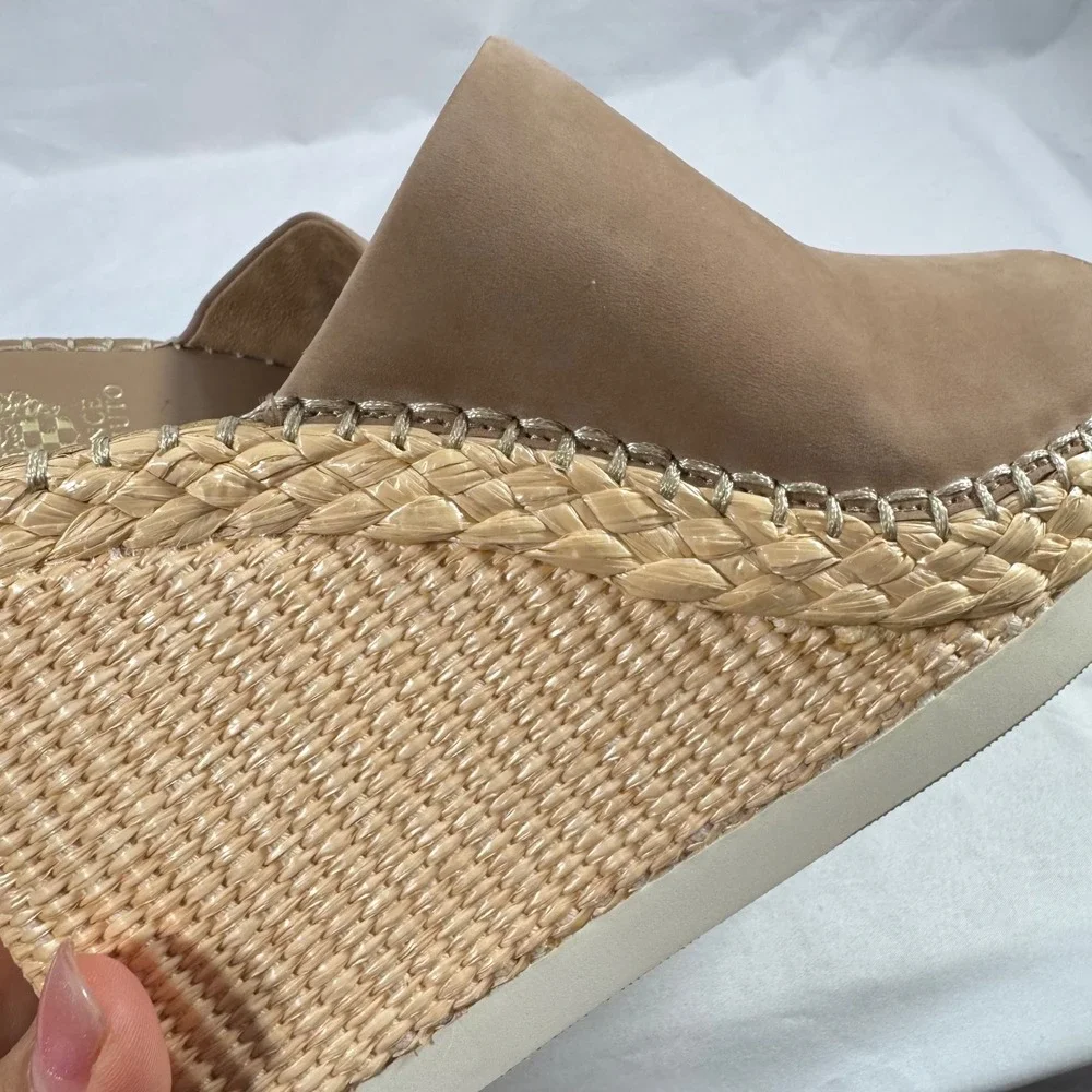New Vince Camuto Brissia Tortilla Nubuck Espadrille Platform Wedge Mule Size 11M